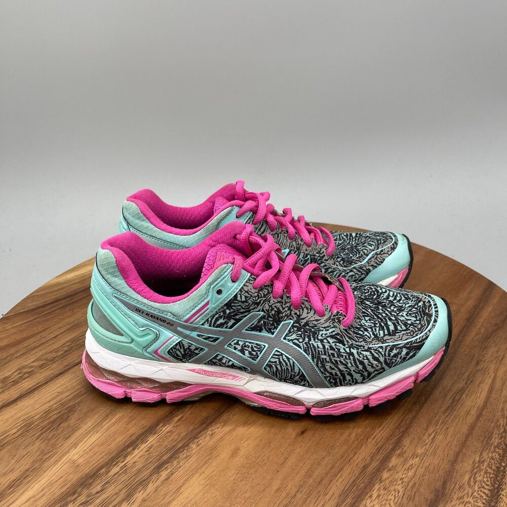 Asics Gel-Kayano 22 Shoes Womens Size 6 Blue Pink Running Comfort Walking Gym